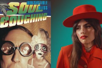 Links das Cover von Soul Coughings "Irresistable Bliss", rechts ein Foto von Hazel English
