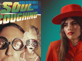 Links das Cover von Soul Coughings "Irresistable Bliss", rechts ein Foto von Hazel English