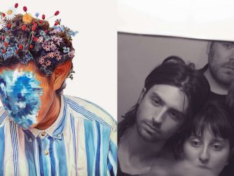 Links Hobo Johnson, rechts die Band Kills Birds