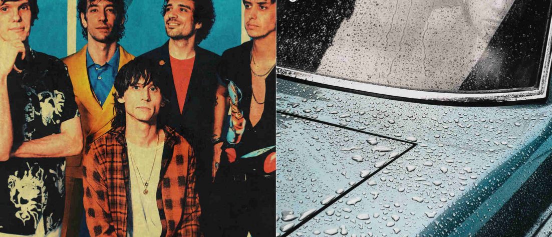 Links The Strokes, rechts das Cover von Peter Gabriels Solodebüt "Car"