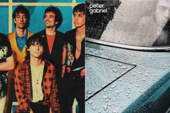 Links The Strokes, rechts das Cover von Peter Gabriels Solodebüt "Car"
