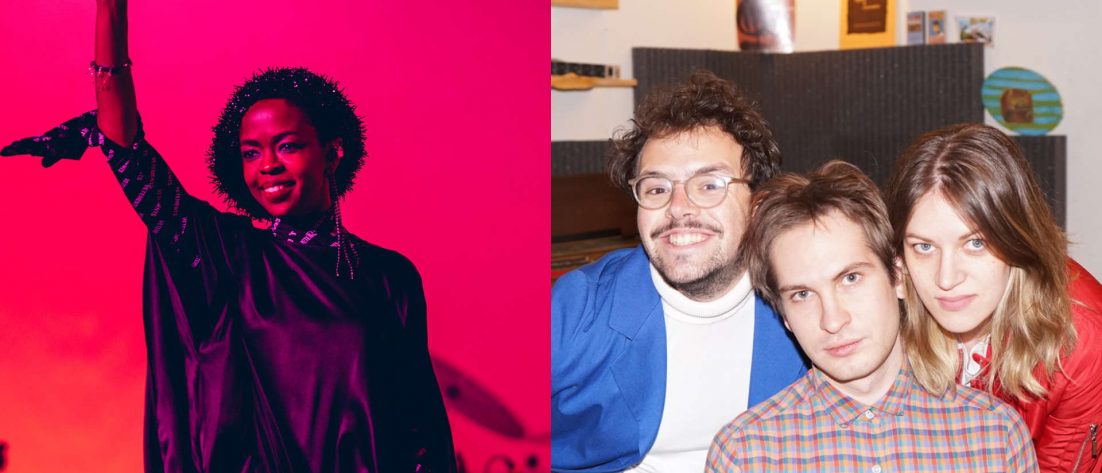 Links Lauryn Hill, rechts die Band Pauls Jets